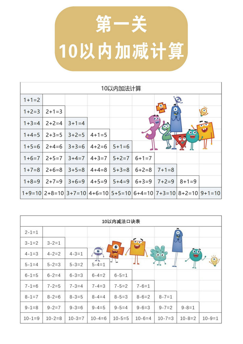 图片[1]-10以内加减计算，8页PDF-淘学学资料库