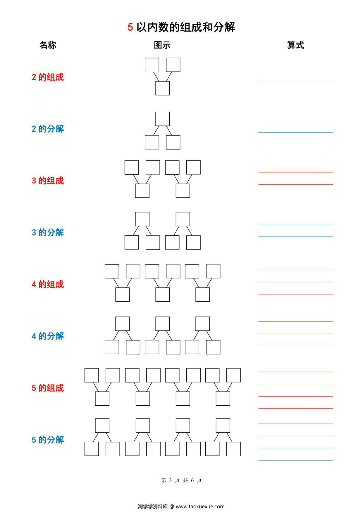 图片[3]-10以内数的分解与组成，6页PDF-淘学学资料库