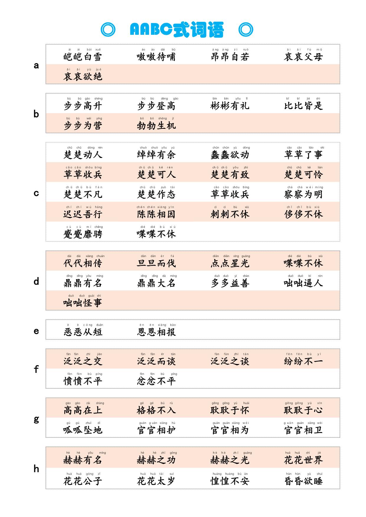 图片[1]-AABC式词语，词语积累3页PDF电子版-淘学学资料库