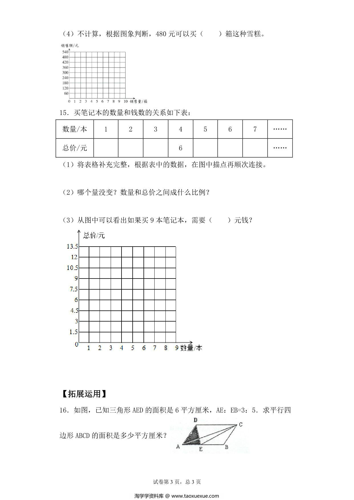 图片[3]-【基础+拔高】第六单元6.1正比例的意义及辨识 – 六年级下册数学一课一练苏教版，5页PDF电子版-淘学学资料库