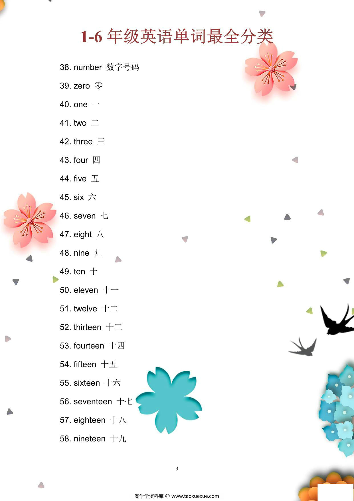 图片[2]-【小学英语】1至6年级英语单词最全分类，30页PDF电子版-淘学学资料库