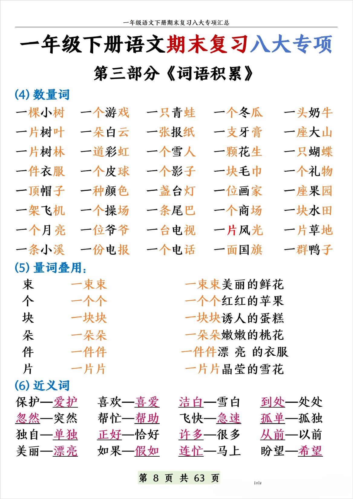 图片[3]-一年级下册语文期末复习八大专项，63页PDF可打印-淘学学资料库