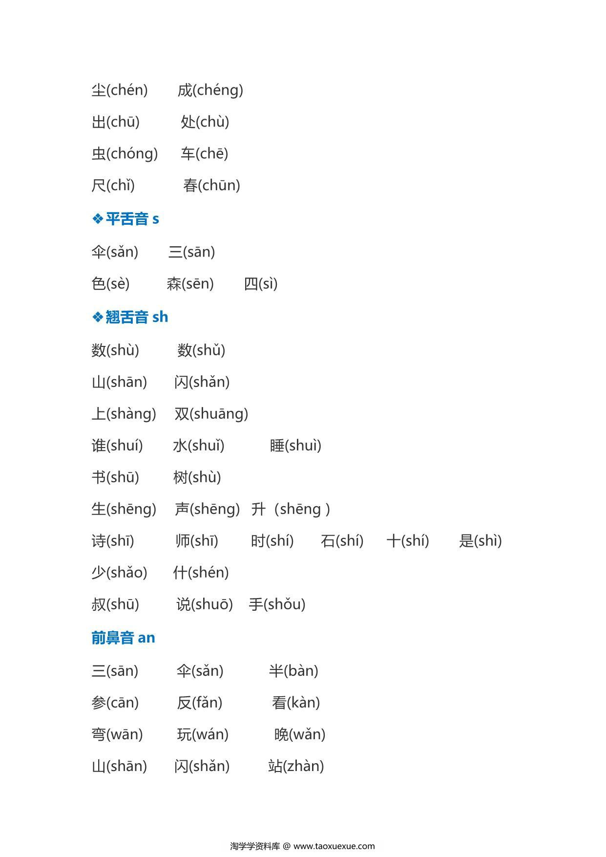 图片[2]-一年级拼音平翘舌、前后鼻音等辨析练习，7页PDF-淘学学资料库