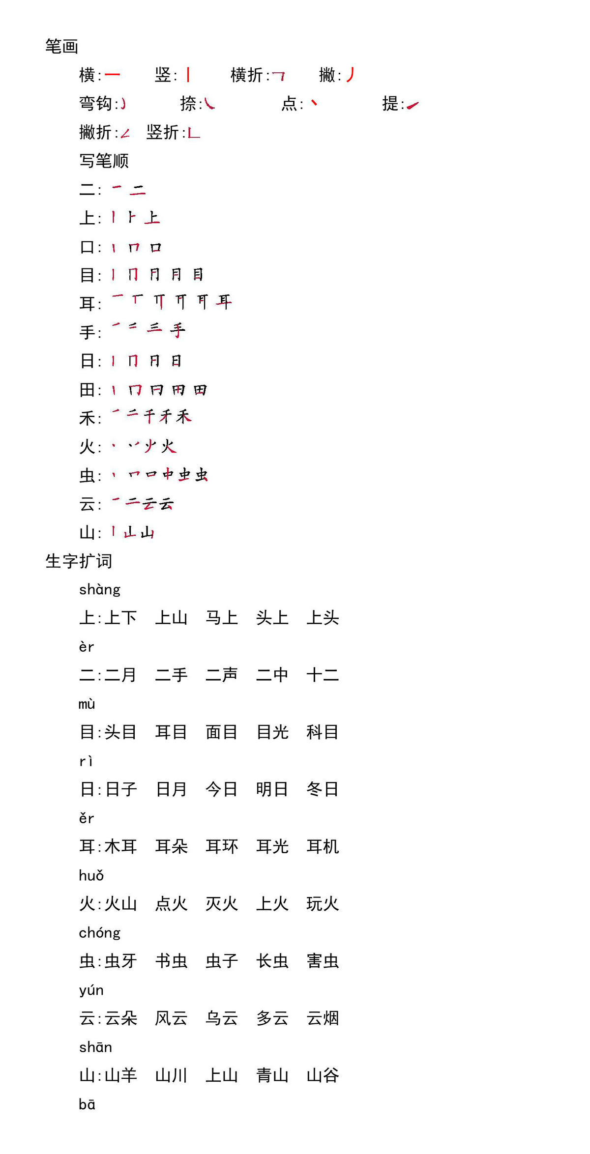 图片[2]-一年级语文上册期中复习知识点汇总，12页PDF电子版-淘学学资料库