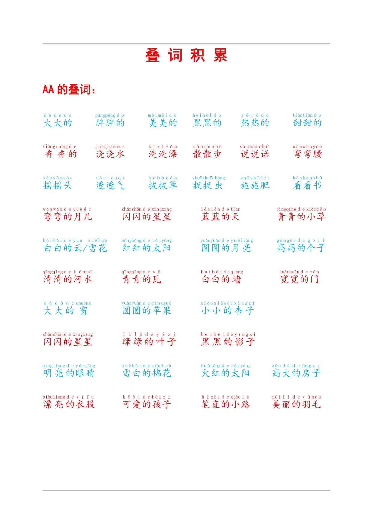 图片[1]-一年级语文下册词句积累 25页PDF-淘学学资料库