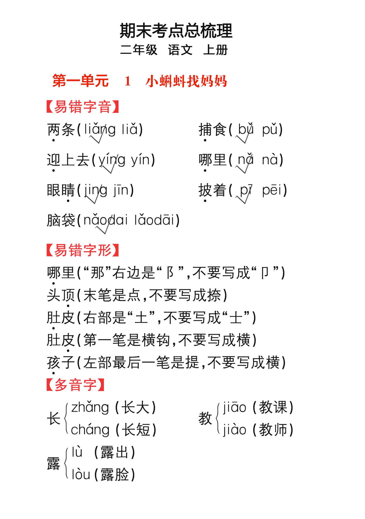 图片[1]-二年级语文上册期末考点总梳理，57页PDF可打印-淘学学资料库