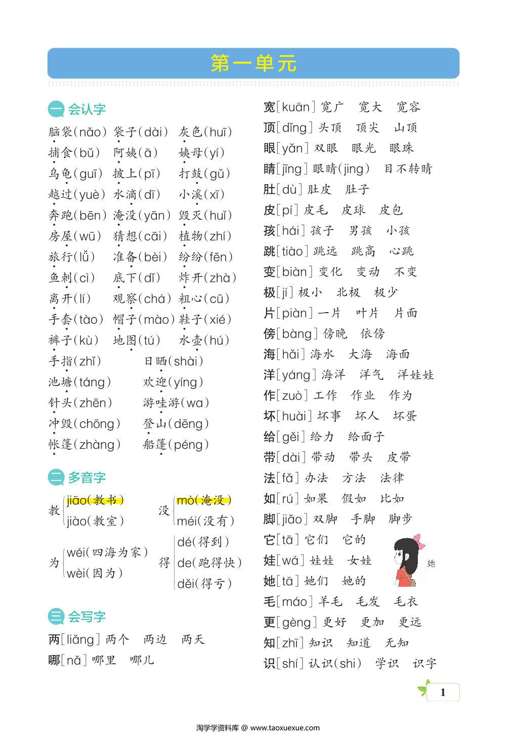图片[1]-二年级语文上册核心考点梳理，16页PDF可打印-淘学学资料库