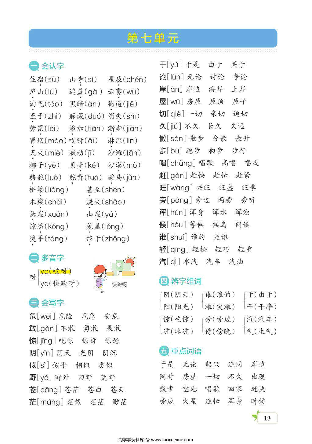 图片[3]-二年级语文上册核心考点梳理，16页PDF可打印-淘学学资料库