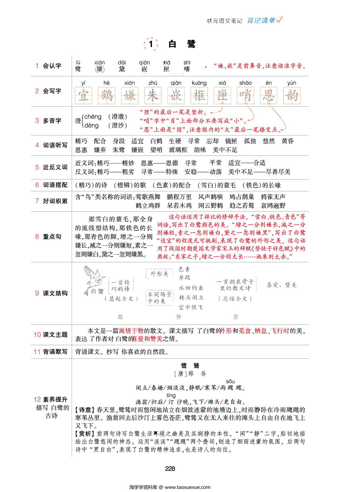 图片[1]-五年级上册语文状元语文笔记（背记清单），32页PDF电子版-淘学学资料库