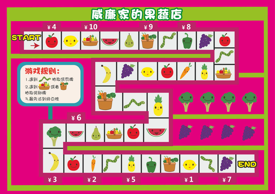 图片[1]-威廉家的果蔬店（蔬菜水果认知），幼儿棋类益智游戏，自制儿童桌游PDF素材可打印-淘学学资料库