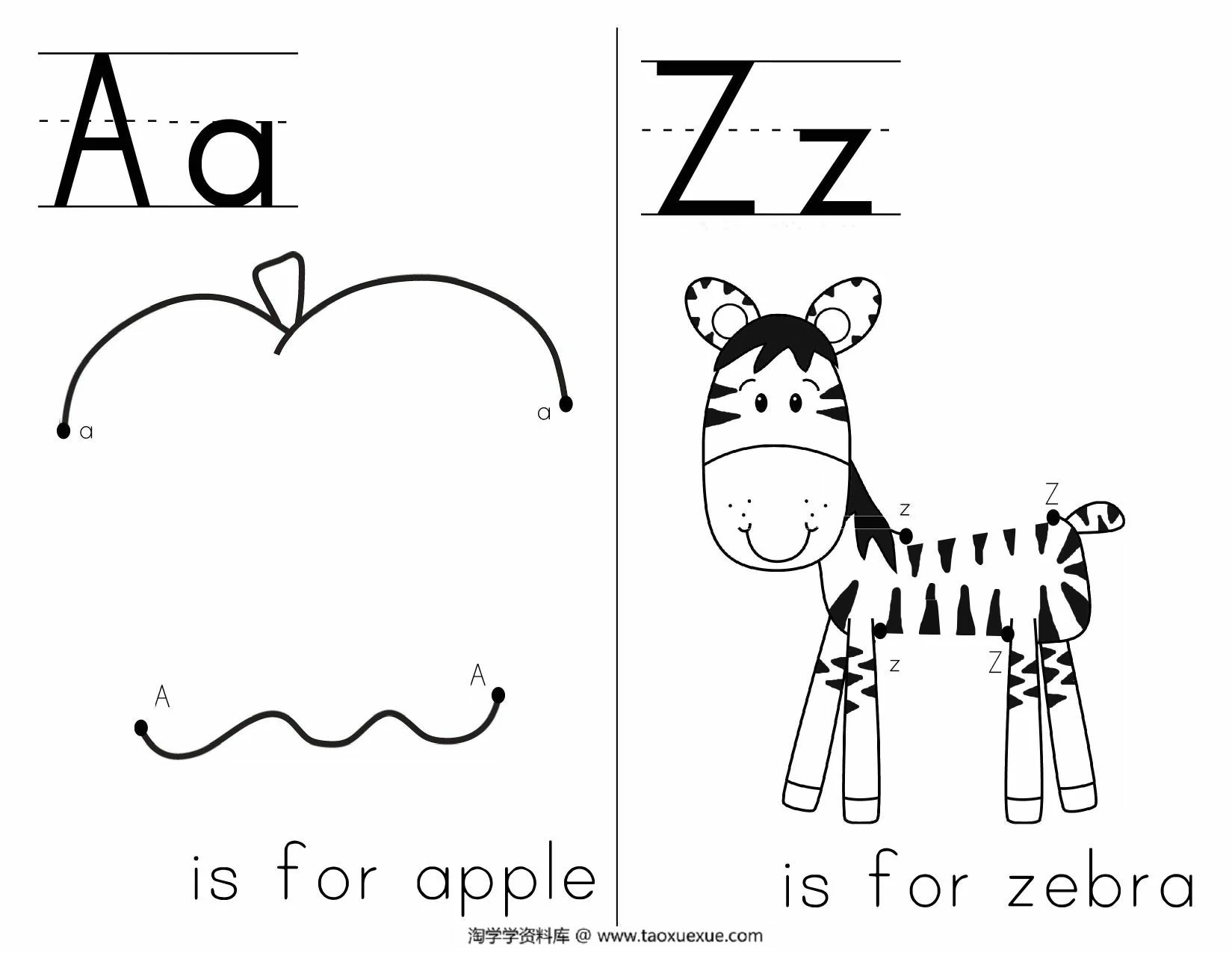 图片[2]-字母顺序连线涂色画，14页PDF电子版-淘学学资料库