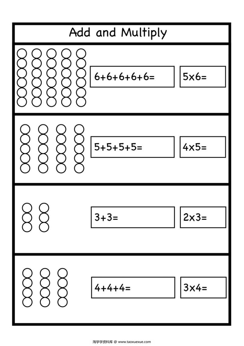 图片[1]-小学乘法启蒙，加法和乘法的关系和区别-淘学学资料库