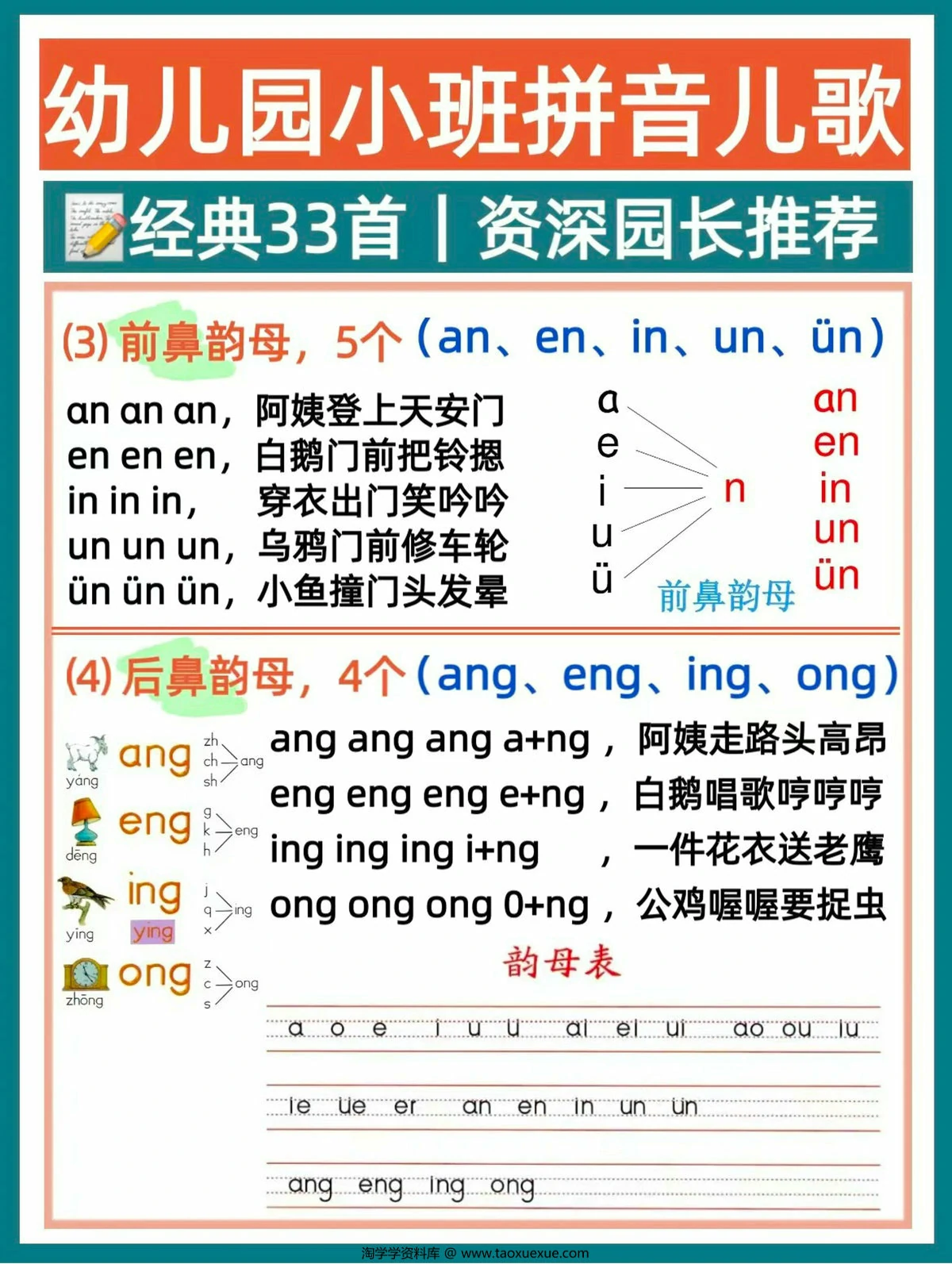 图片[2]-幼儿园大班拼音儿歌，9页PDF可打印-淘学学资料库