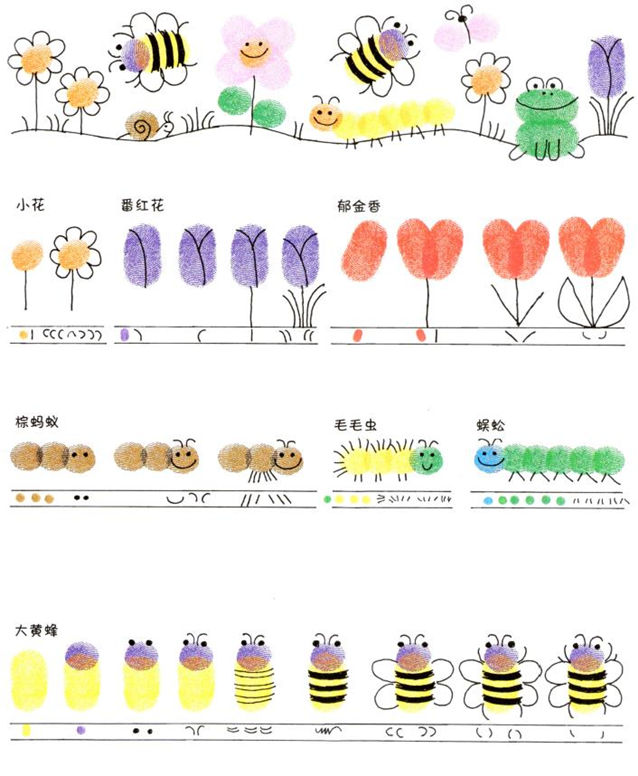 图片[2]-幼儿手指画140张，手指画模板素材打印PDF，百度网盘下载-淘学学资料库