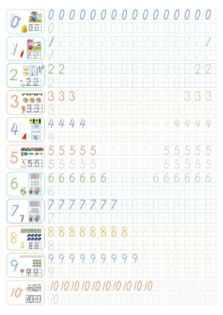 图片[1]-田字格数字0-10描红字帖打印，1页PDF-淘学学资料库