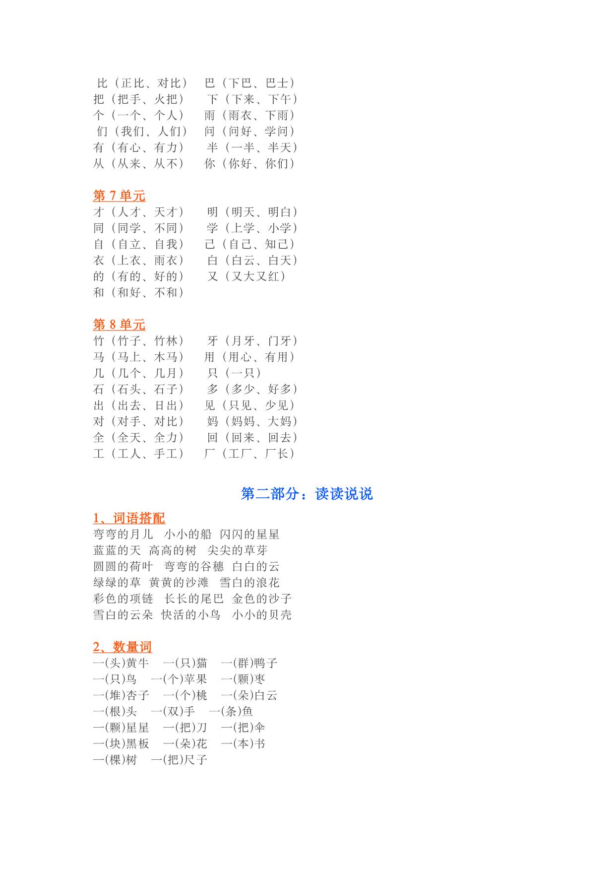 图片[2]-统编版一年级语文上册基础知识要点分类归纳汇总 8页PDF-淘学学资料库